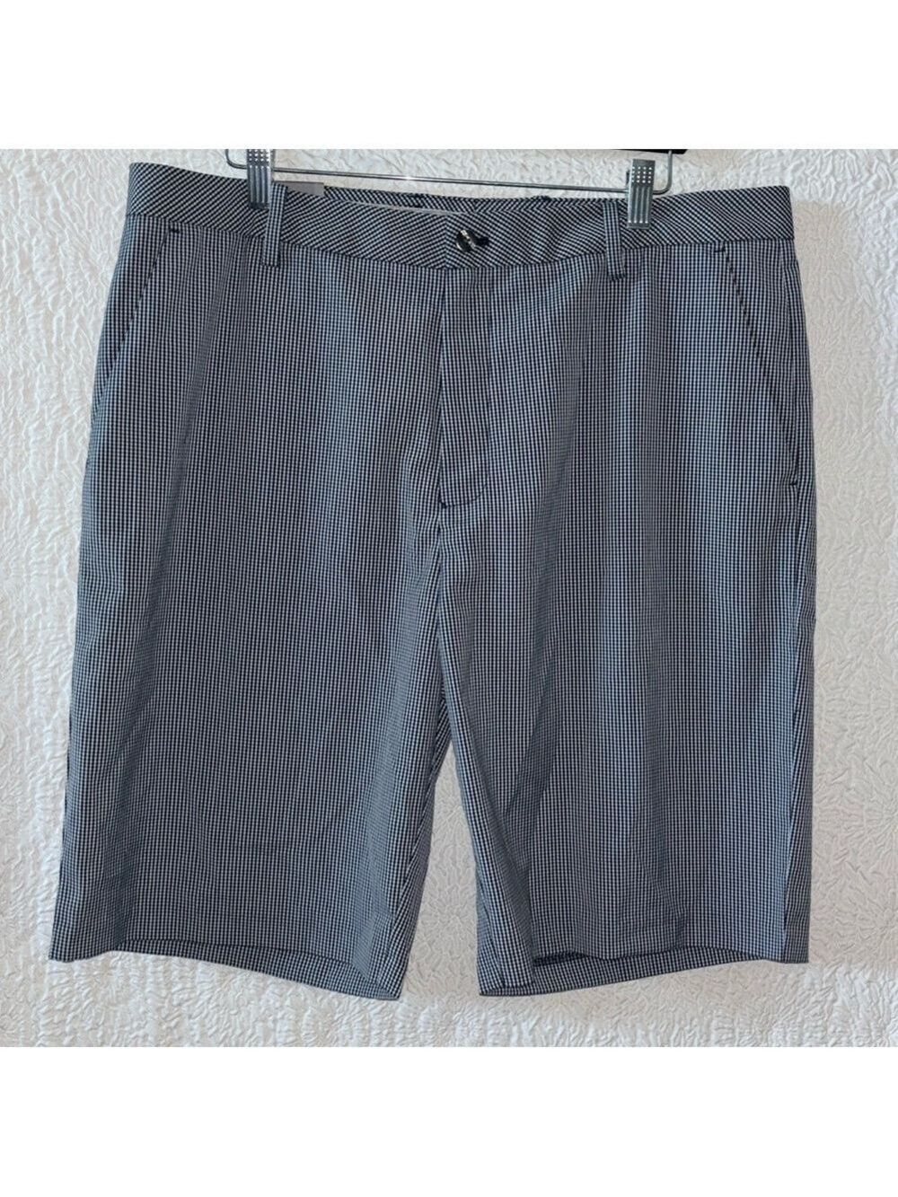 Ashworth Golf Mini Check Print Classic Straight Fit Shorts